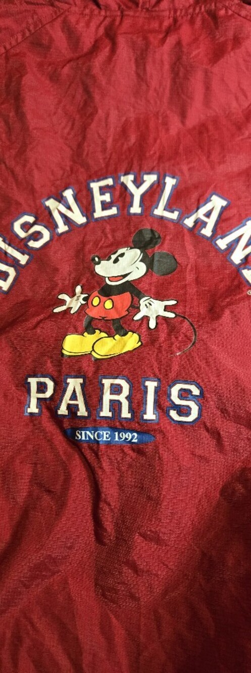 Vintage Disneyland Paris Red Windbreaker Jacket Mickey Mouse Packable Large
